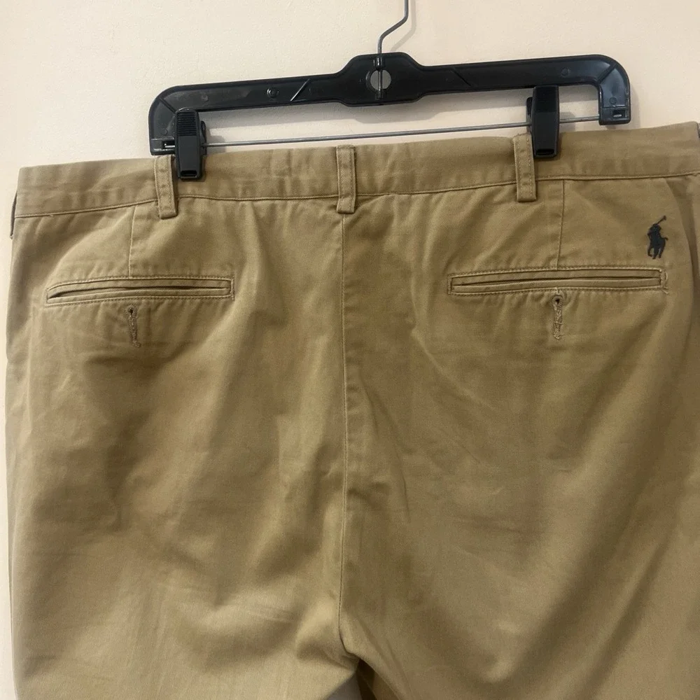 Polo Ralph Lauren Chino Pants Men 40x30 Beige Ethan Pleated Front Cotton Twill